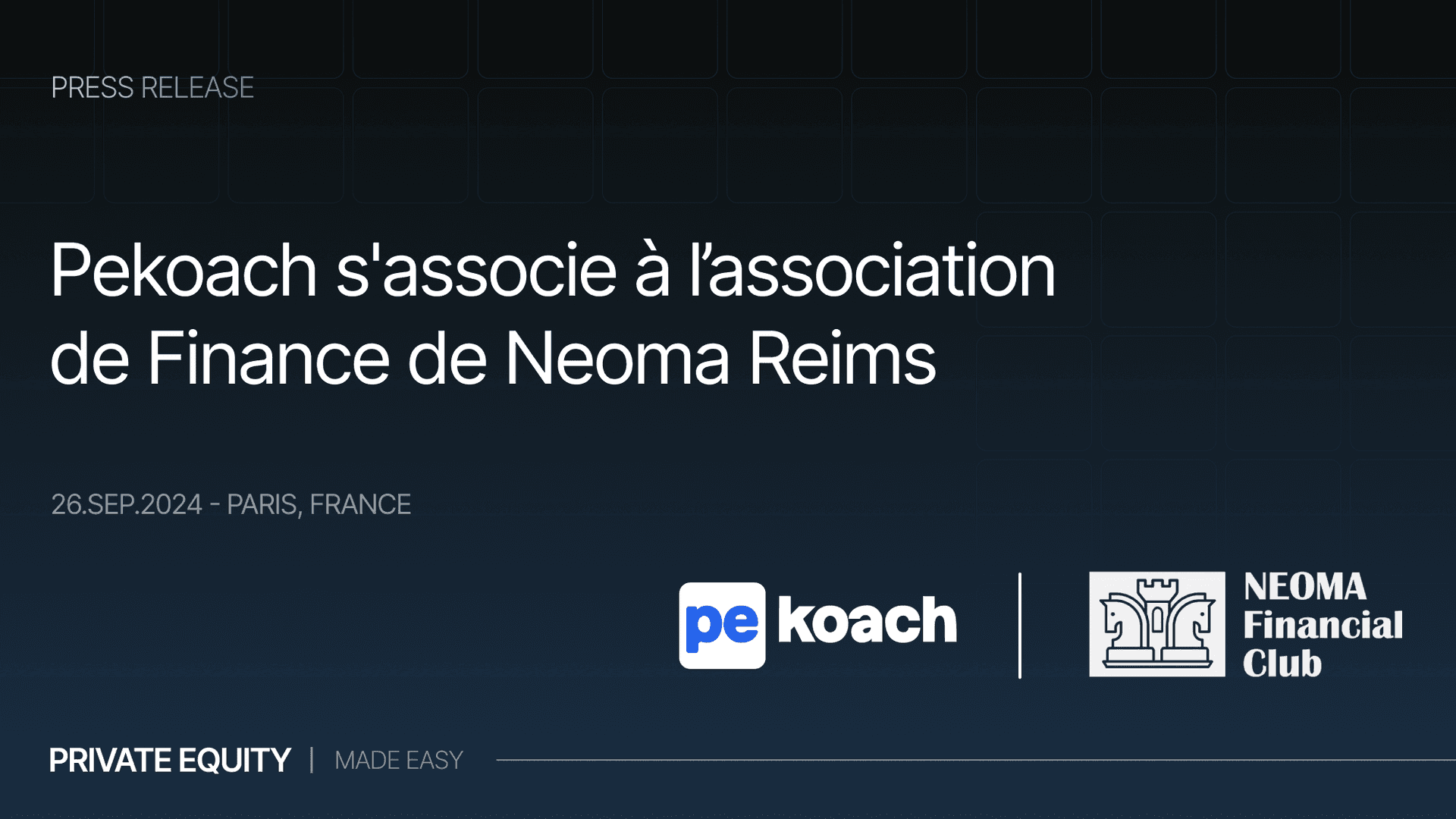 Pekoach s'associe à l'Association de Finance de NEOMA Reims