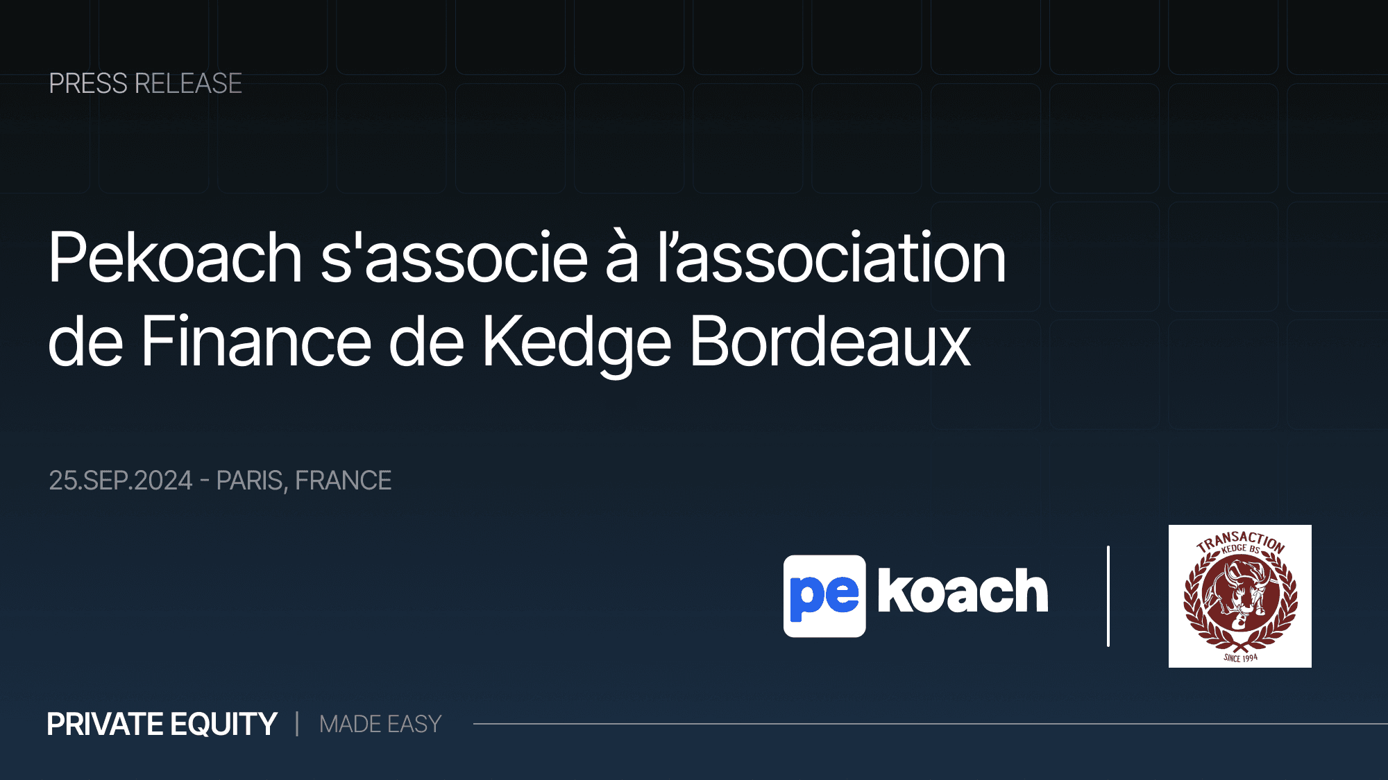 Pekoach s'associe à l'Association de Finance de Kedge Business School